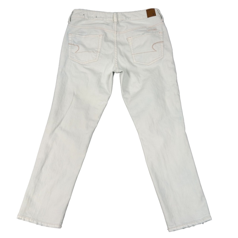 American Eagle Jeans Womens Size 4 Reg White Denim Ladies Pants Stretch Mid Rise